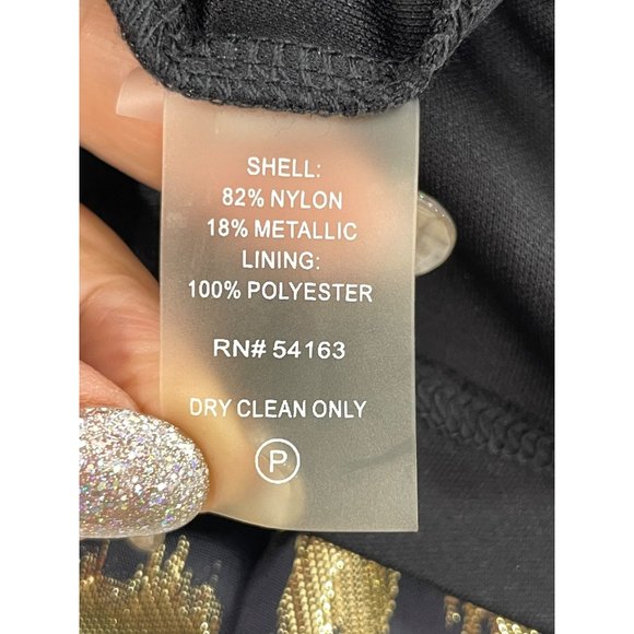 Calvin Klein Dress 8 Black Gold Metallic Leopard-type pattern A-line Round Neck - Picture 8 of 12